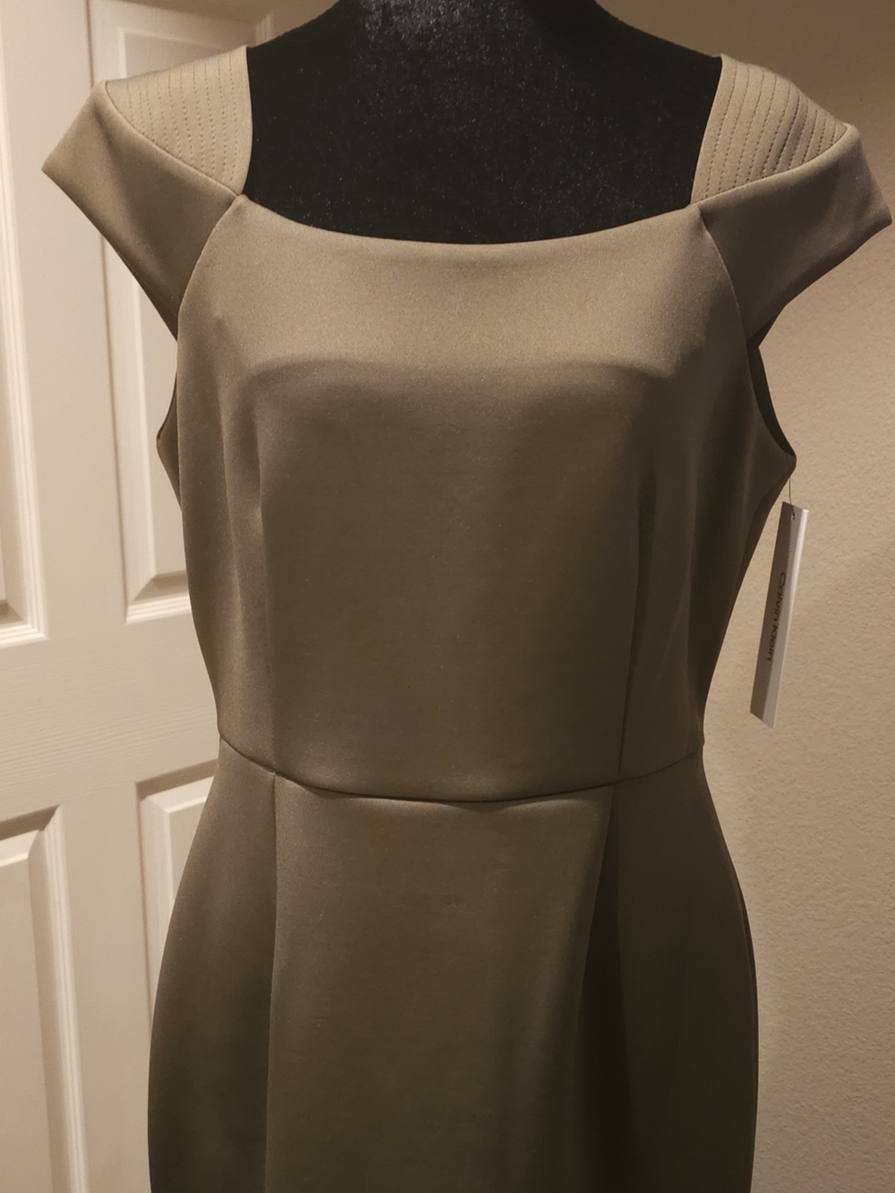 Calvin Klein Sheath Dress In Olive Green